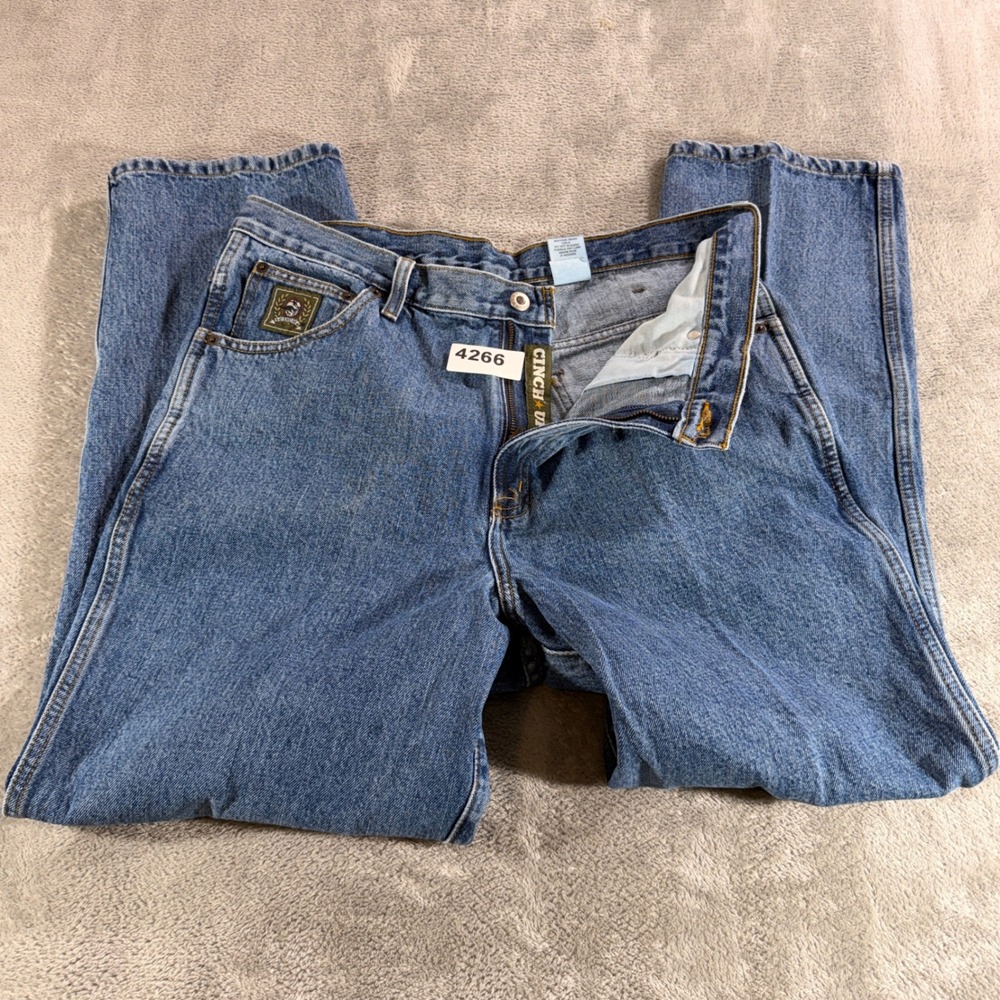 Cinch Jeans Men 35x31 Blue Medium Wash Straight Leg Western Denim 4266